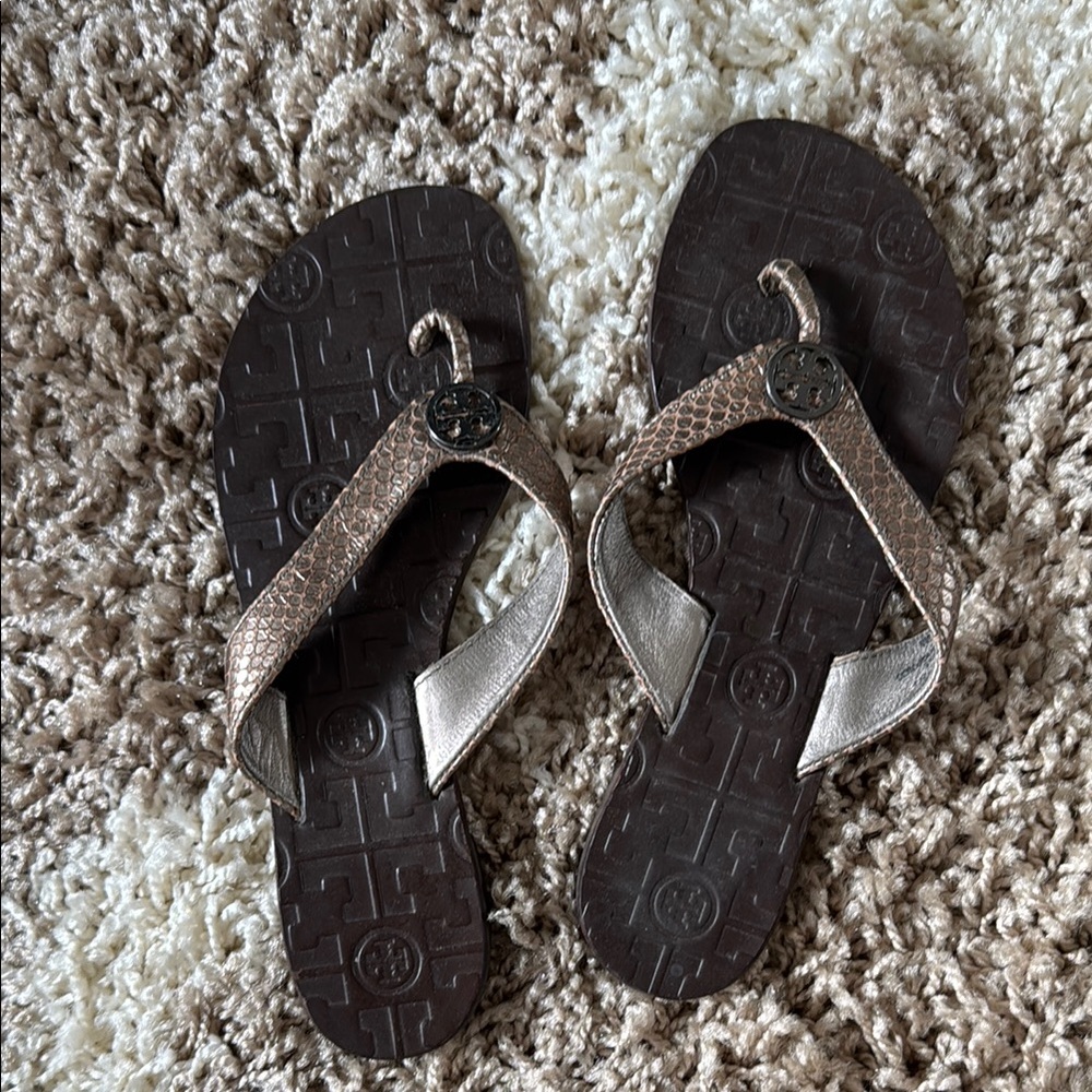Tory Burch Metallic Brown Sandals